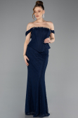 Abendkleid im Meerjungfrau-Stil Lang Spitze Marineblau ABU5685