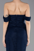 Abendkleid im Meerjungfrau-Stil Lang Spitze Marineblau ABU5685