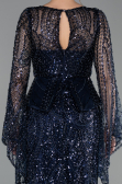 Abendkleid Lang Perlenbesetzt Marineblau ABU5690