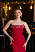 Abendkleid im Meerjungfrau-Stil Lang Fuchsie dunkel ABU5680