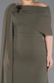 Khaki Abendgarderobe İn Großen Größen Chiffon Lang ABU5419