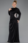 Hijab-Kleid İn Übergröße Lang Schwarz ABU5502