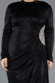 Hijab-Kleid İn Übergröße Lang Schwarz ABU5502