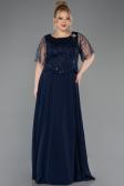 Kleider in Großen Größen Lang Chiffon Marineblau ABU5554