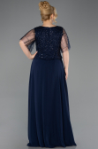 Kleider in Großen Größen Lang Chiffon Marineblau ABU5554