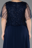 Kleider in Großen Größen Lang Chiffon Marineblau ABU5554