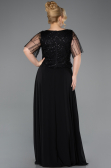 Kleider in Großen Größen Lang Chiffon Schwarz ABU5554