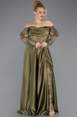 Kleider in Großen Größen Lang Satin Khaki ABU5261