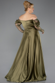 Kleider in Großen Größen Lang Satin Khaki ABU5261