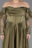 Kleider in Großen Größen Lang Satin Khaki ABU5261