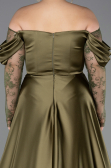 Kleider in Großen Größen Lang Satin Khaki ABU5261