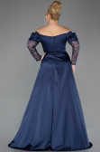 Kleider in Großen Größen Lang Satin Marineblau ABU5261
