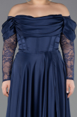 Kleider in Großen Größen Lang Satin Marineblau ABU5261