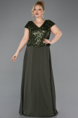 Abendgarderobe in Großen Größen Lang Chiffon Khaki ABU5651
