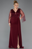 Abendgarderobe in Großen Größen Lang Chiffon Weinrot ABU5624