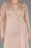Abendgarderobe in Großen Größen Lang Chiffon Gold ABU5624