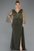 Abendgarderobe in Großen Größen Lang Chiffon Khaki ABU5624