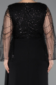 Abendgarderobe in Großen Größen Lang Chiffon Schwarz ABU5624