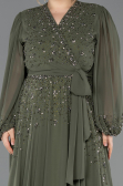 Khaki Abendgarderobe İn Großen Größen Chiffon Lang ABU3075