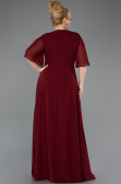 Abendgarderobe in Großen Größen Lang Chiffon Weinrot ABU5613