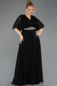 Abendgarderobe in Großen Größen Lang Chiffon Schwarz ABU5613