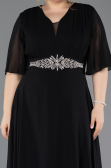 Abendgarderobe in Großen Größen Lang Chiffon Schwarz ABU5613
