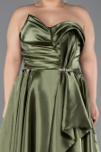 Abendgarderobe in Großen Größen Lang Satin Khaki ABU5650