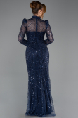 Abendkleid im Meerjungfrau-Stil Lang Marineblau ABU4526