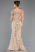 Abendkleid Lang Perlenbesetzt Gold ABU5694