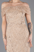 Abendkleid Lang Perlenbesetzt Gold ABU5694