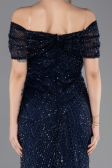 Abendkleid Lang Perlenbesetzt Marineblau ABU5694