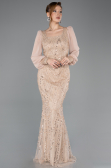 Abendkleid Lang Perlenbesetzt Gold ABU5695
