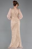 Abendkleid Lang Perlenbesetzt Gold ABU5695