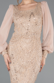 Abendkleid Lang Perlenbesetzt Gold ABU5695