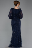 Abendkleid Lang Perlenbesetzt Marineblau ABU5695