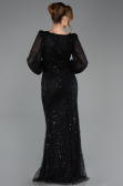 Abendkleid Lang Perlenbesetzt Schwarz ABU5695