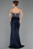 Abendkleid Lang Perlenbesetzt Marineblau ABU5696