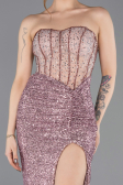 Abendkleid Lang Perlenbesetzt Puder ABU5696