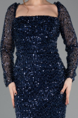 Abendkleid Lang Perlenbesetzt Marineblau ABU5699