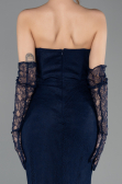 Abendkleid Lang Spitze Marineblau ABU5717