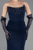 Abendkleid Lang Spitze Marineblau ABU5717
