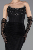 Abendkleid Lang Spitze Schwarz ABU5717