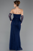 Abendkleid Lang Spitze Marineblau ABU5700
