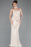 Abendkleid im Meerjungfrau-Stil Lang Beige ABU5721