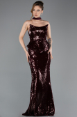 Abendkleid im Meerjungfrau-Stil Lang Weinrot ABU5721