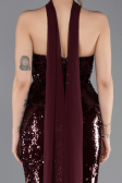 Abendkleid im Meerjungfrau-Stil Lang Weinrot ABU5721