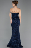 Abendkleid Lang Schuppig Marineblau ABU5701