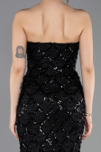 Abendkleid Lang Schuppig Schwarz ABU5701
