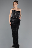 Abendkleid Lang Schuppig Schwarz ABU5702