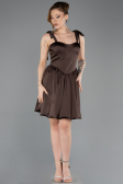 Abschlusskleid Kurz Satin Braun ABK2536